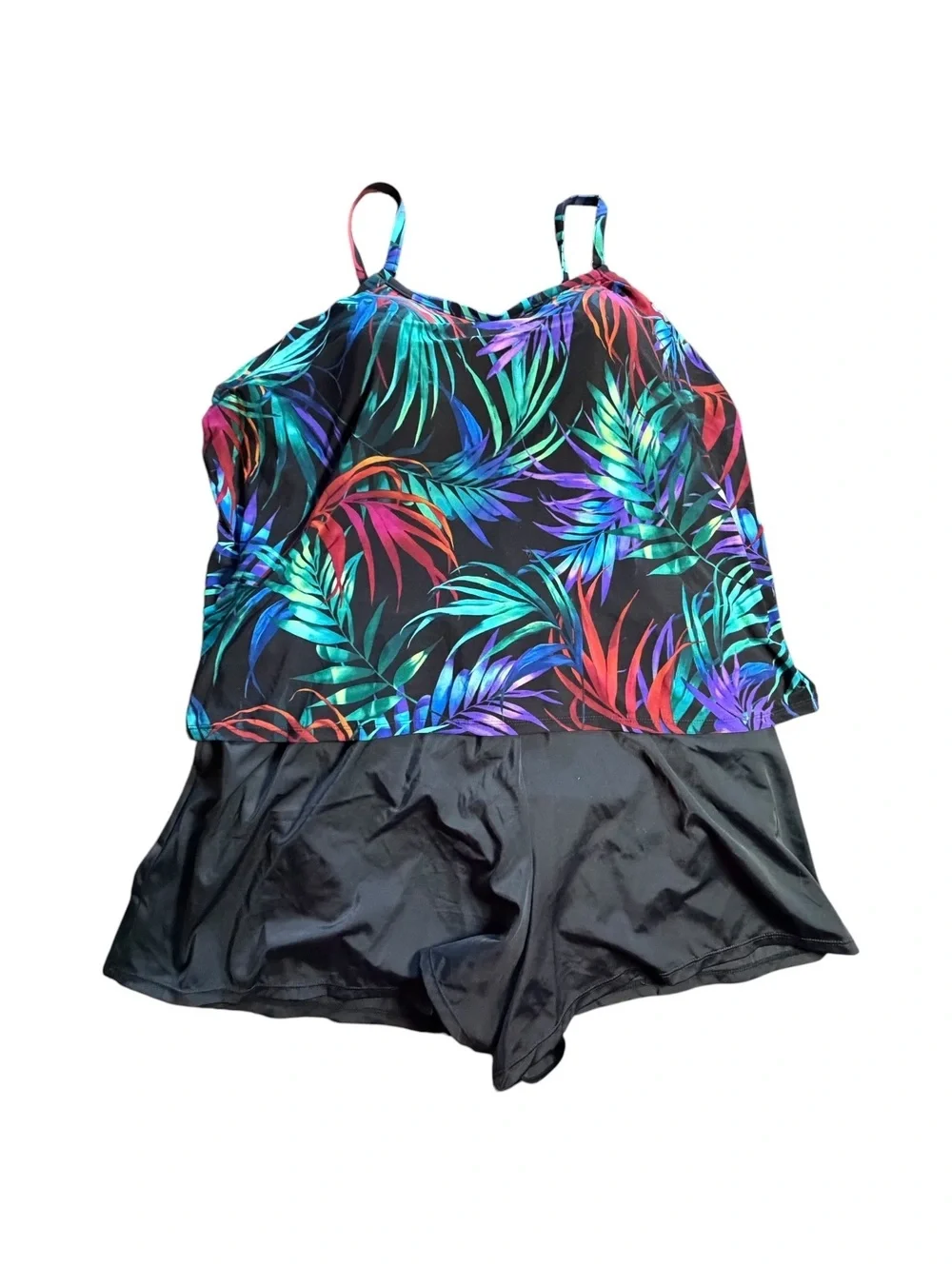 TRIMSHAPER plus size 24W modest one piece attached swim shorts bottom swimsuit